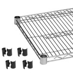 THUNDER GROUP CMSV2430 CHROME PLATED WIRE SHELVES WITH 4 PLASTIC CLIPS, 30" x 24", NSF LISTED, PACK OF 2