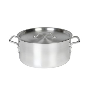 Thunder Group 14 qt Aluminum Brazier Pot with Cover, 6mm Thickness, NSF Listed, 1 each