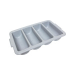 Thunder Group PLFCCB001 4-Compartment Grey Plastic Cutlery Box, 22-1/4 x 13 x 4 in, NSF Listed, 1 each