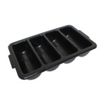 Thunder Group PLFCCB001B 4-Compartment Black Plastic Cutlery Box, 22-1/4 x 13 x 4 in, NSF Listed, 1 each