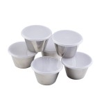 Tablecraft 10773 5 oz Stainless Steel Sauce Cup with Clear Lid, 6 each