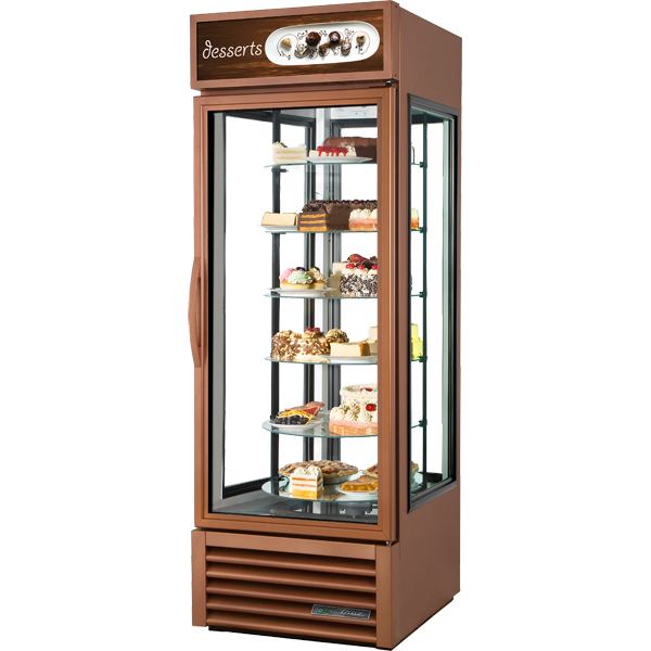True G4SM-23RGS-HC~TSL01 28 inch (1) Swing Door(s) Self Service Bakery Case with Straight Glass, (6) Levels, Bronze, 1/4hp, 115v, UL Listed