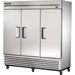 True T-72F-HC 78-1/8 inch wide (3) Solid Door(s) Bottom Mount Reach-In Upright Freezer, (9) Shelve(s), 65.6 Cuft, 3/4hp, 115v, Casters, UL Listed