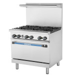 Turbo Air® TAR-6 36 inch Wide, (6) Open Burner(s) With (1) Standard Oven(s), Natural Gas, 227k BTU, ETL Listed