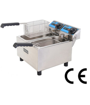 UNIWORLD ETF-62L (2) 5 LBS OIL, COUNTERTOP DEEP FRYER, 2 BASKET, STAINLESS STEEL CONSTRUCTION, 110 V, 2(1.5) KW, CE LISTED