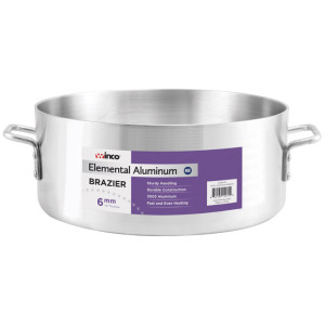 Winco ALBH-15 15 qt. Elemental Extra-Heavyweight Aluminum Brazier, 6mm Thickness, 14-1/8 x 5-3/8 inch, NSF Listed, 1 each