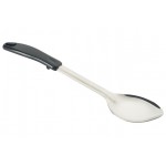 Winco BHOP-13 13 inch Stainless Steel Solid Basting Spoon with Black Stop-Hook Polypropylene Handle, 1 each