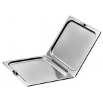 Winco C-HFC1 Stainless Steel Hinged Flat Cover with Dual Handle Fits on Full-Size Steam Table Pan, 1 each