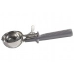 Winco ICOP-8 Scoop Size #8, 4 oz Thumb-Press Stainless Steel Disher with One-Piece Gray Plastic Handle, NSF Listed, 1 each
