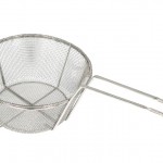WINCO FBRS-11 10-7/16” DIA ROUND 6 MESH WIRE FRY BASKET, NICKEL PLATED