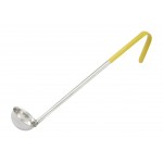 WINCO LDC-1 One-Piece Stainless Steel Ladle, Color-Coded Handles, Yellow, 1 oz