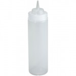 Winco PSW-12 12 oz. Wide-Mouth Clear PP Plastic Squeeze Bottle, BPA Free, 6 each