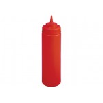 Winco PSW-16R 16 oz. Wide-Mouth Red PP Plastic Squeeze Bottle, BPA Free, 6 each