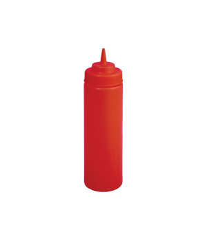 Winco PSW-16R 16 oz. Wide-Mouth Red PP Plastic Squeeze Bottle, BPA Free, 6 each
