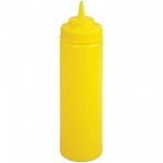 Winco PSW-16Y 16 oz. Wide-Mouth Yellow PP Plastic Squeeze Bottle, BPA Free, 6 each