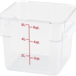 WINCO PTSC-6 6 QT POLYPROPYLENE TRANSLUCENT SQUARE STORAGE CONTAINER, NSF LSITED