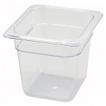 WINCO SP7604 5-1/2” DEEP SIXTH SIZE CLEAR POLYCARBONATE FOOD PAN, NSF LISTED