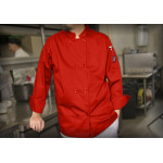 WINCO UNF-6RXL Tapered Chef Men's Red Jacket, XL Size, 1each
