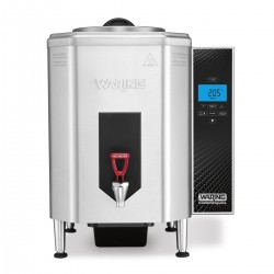 WARING WWB10G 10 GALLON HOT WATER BOILER DISPENSER, 150°F TO 205°F, LCD DISPLAY, 120 V, 15 AMP, 1800 WATTS, 14” x 19.5” x 18.5”, NSF LISTED